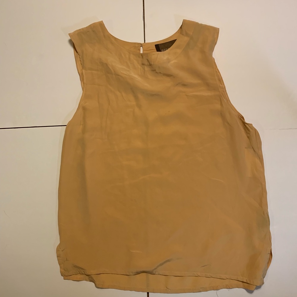 Reformation peach yellow silk sleeveless top shirt